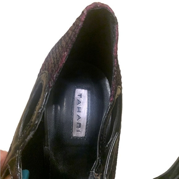 Tahari | PeepToe Purple Black Platform Heels Size 10M Scales - Picture 2 of 9